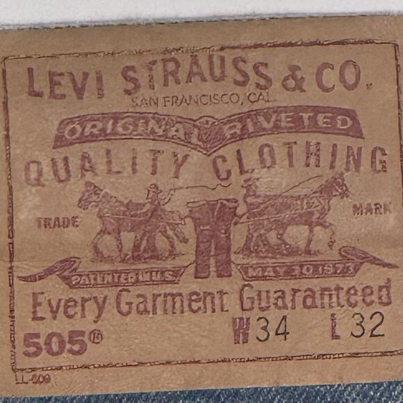 VTG 1990 Levi’s 505 Jeans 34x32 Regular Fit Straight Leg Blue Denim Distressed - Picture 4 of 16